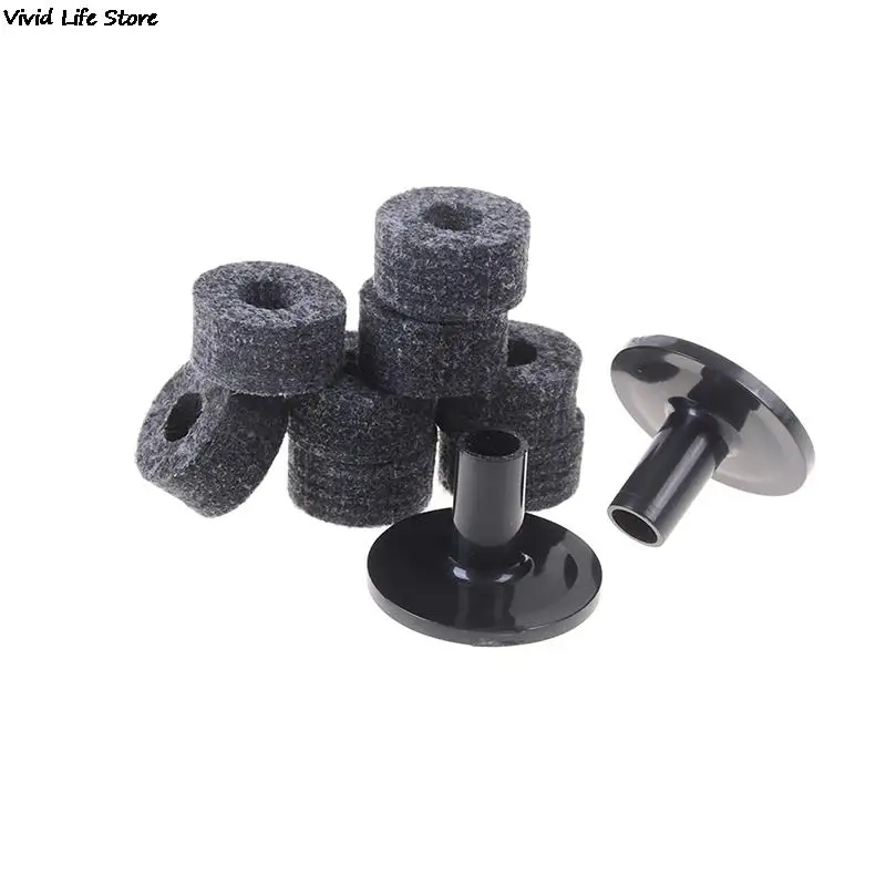 8PCS Cymbal Stand 25mm Felt Washer + 2PCS Cymbal Sleeves Replacement for Shelf Drum Kit 1 Set