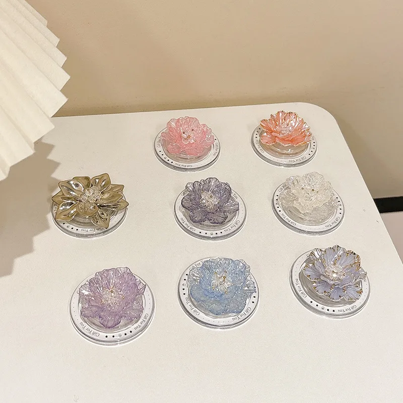 حامل هاتف ريترو ثلاثي الأبعاد على شكل زهرة لهاتف Magsafe المغناطيسي Griptok Grip Tok Stand لهاتف IPhone لحامل حافظة سامسونج القابل للطي