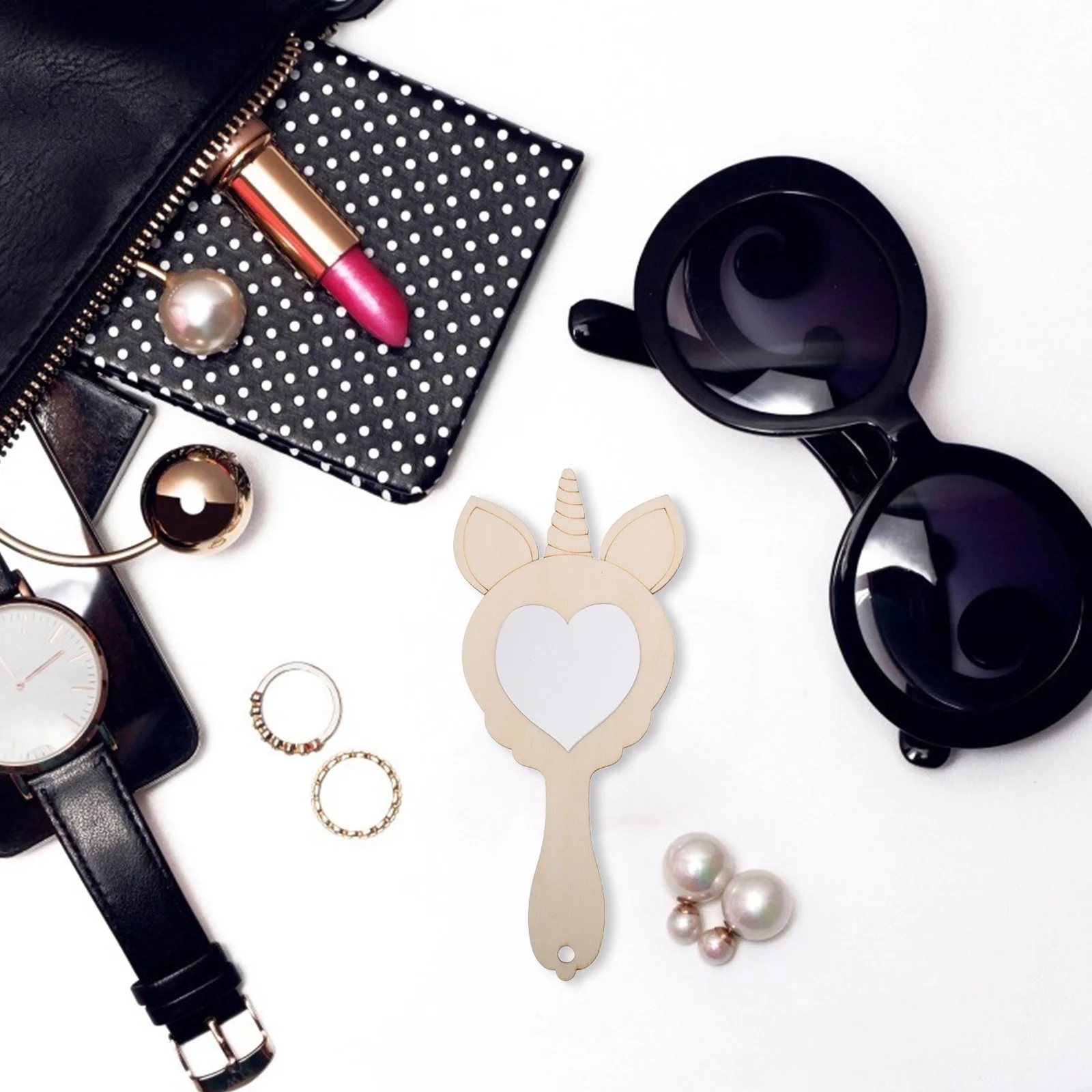 Conjunto de Espelhos DIY em Forma de Unicórnio, Espelho de Madeira em Branco para Pintura e Colorir, Brincadeira Criativa e Natural