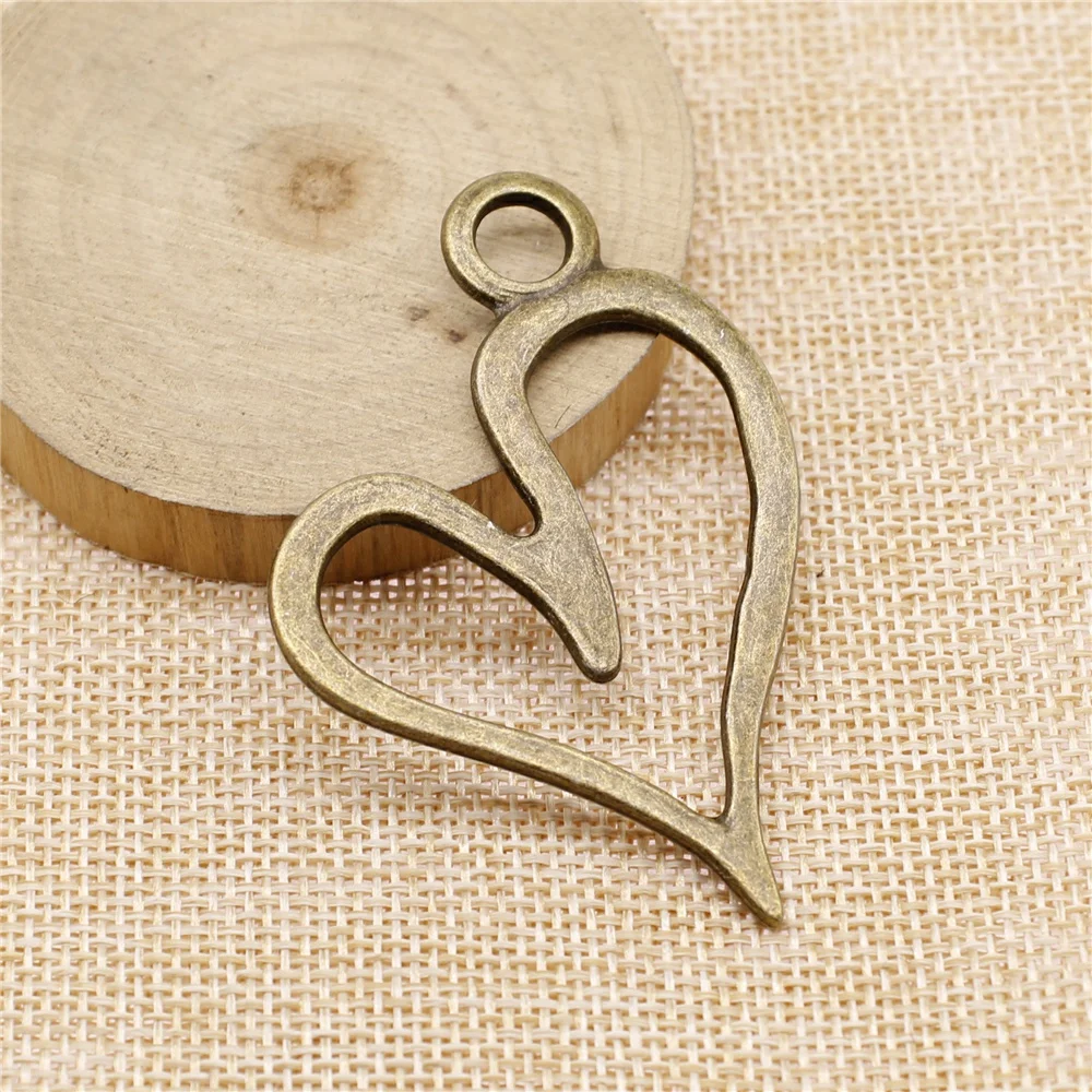 WYSIWYG 1pcs 66x46mm Vintage Big Hollow Heart Charm For Jewelry Making Big Hollow Heart Pendants Charm Big Heart