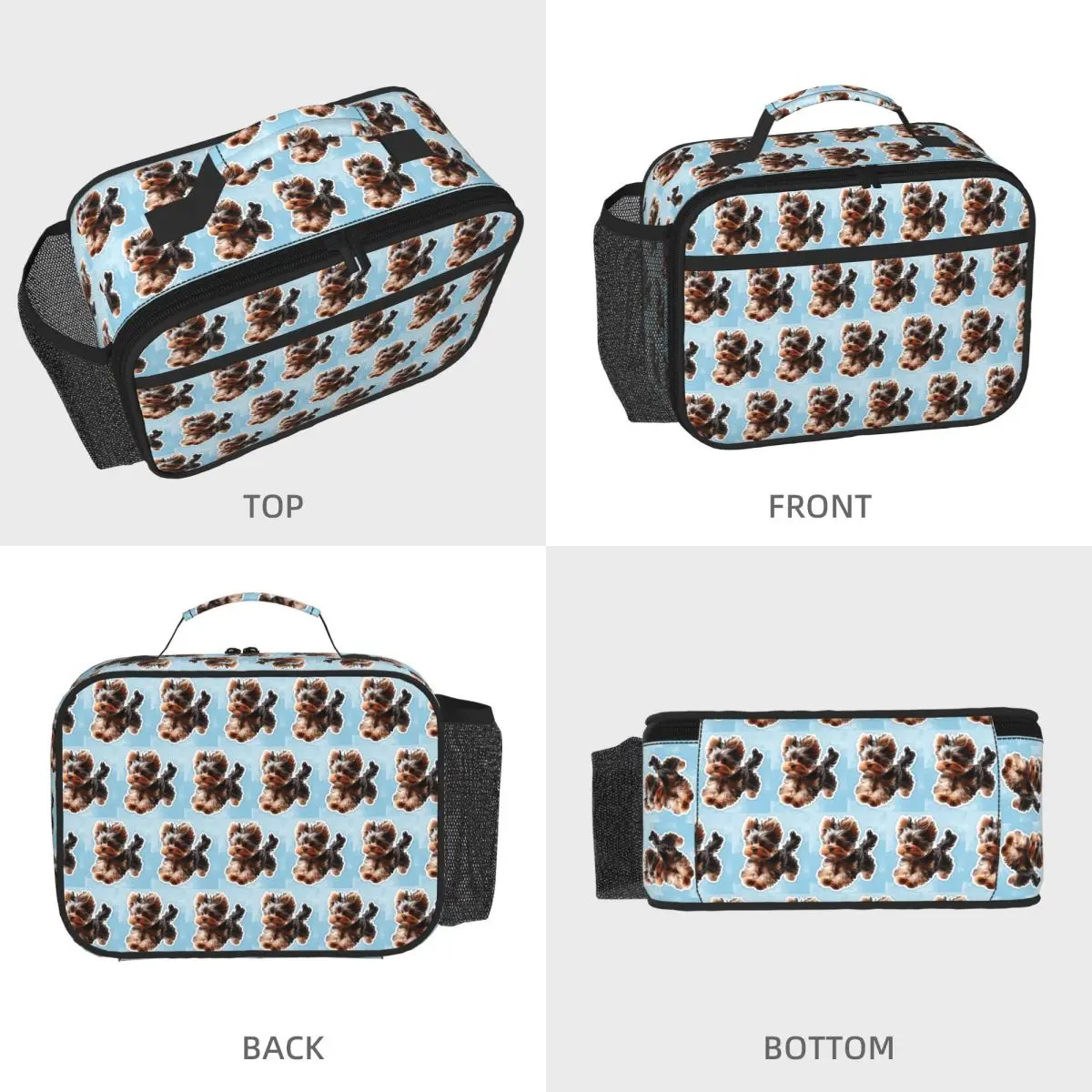 Yorkshire Terrier Dog Pattern Insulated Lunch Bag for Women Kids Leakproof Food Boxes Thermal Lunch Box Tote