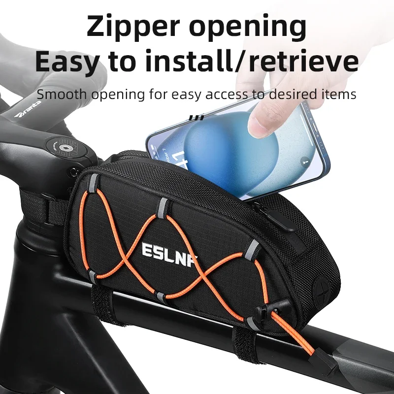 ESLNF أكياس الدراجة غير نافذ للمطر عاكس الجبهة العلوي الإطار كيس أنبوب سعة كبيرة خفيفة دراجة الأنابيب العلوي حقيبة دراجة حقيبة #3