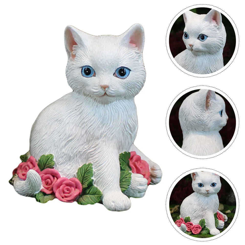 

Extra Large Rose Cat Art Piece Realistic Feline Decor for Office Bookshelf Mantle Resin Sculpture Unique Present