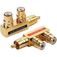 2PCS RCA Adapter Gold Plated AV Splitter 1 Male to 2 Female Connector for Home Theater Speaker Audio Video Equipment,F-TYPE