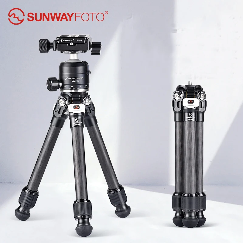 SUNWAYFOTO MT-162CII Mini Carbon Fiber Desktop Tripod for Mirrorless DSLR Camera and Mobile Phone with Mini Tripod Ball Head