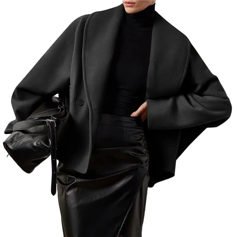 

CYL-Women's Trench Coat Long Sleeve Double Breasted Lapel Casual Jackets Winter Outerwear