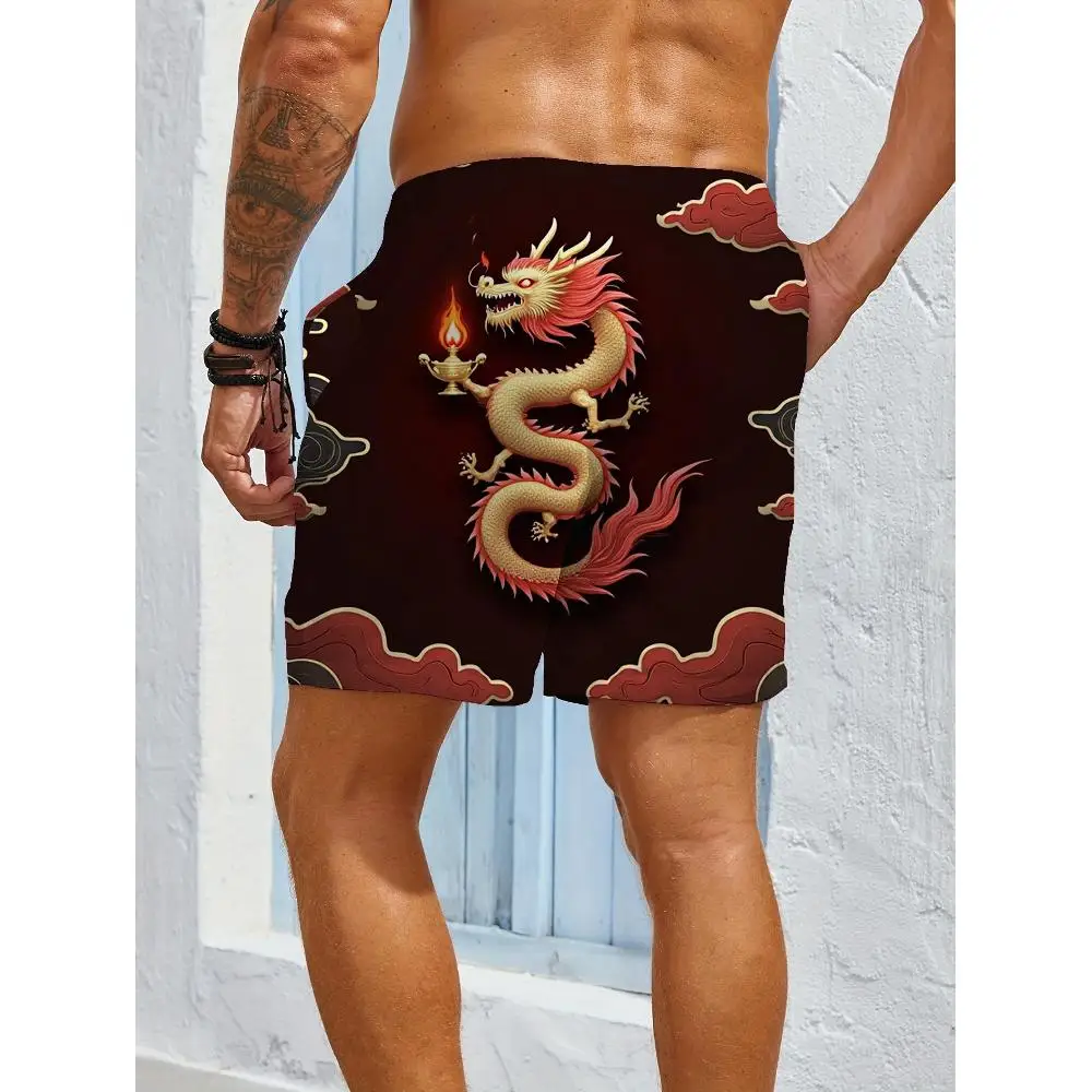 1pcs Men's Short swim trunks2026 Summer 3D Printed Short sleeve sweatpants man Polyester Quick drying running Breathable