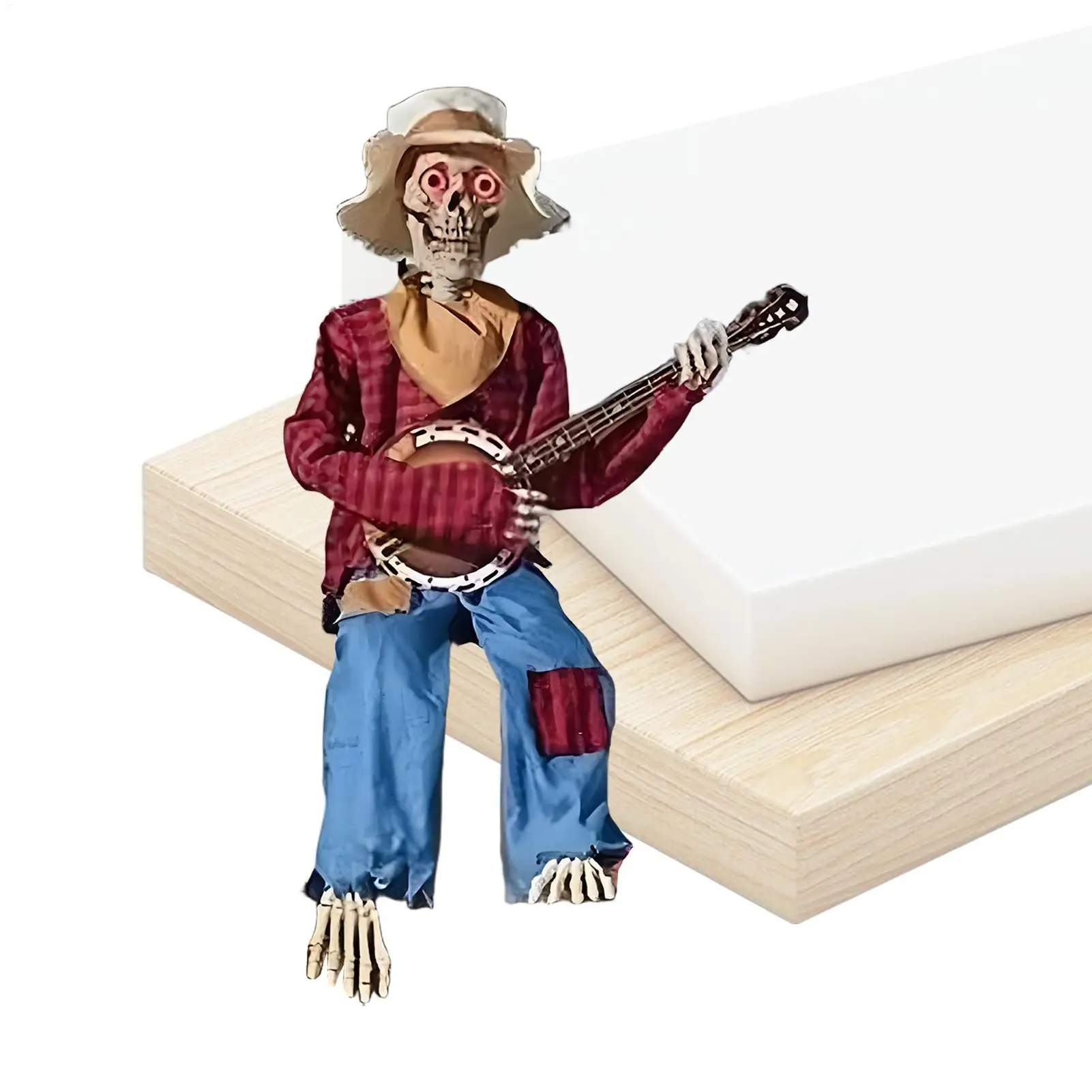 Musikalisches Halloween-Skelett mit leuchtenden Augen und beweglichen Gelenken – animierte Outdoor-Dekoration für Hof, Garten, Veranda, Spukhaus
