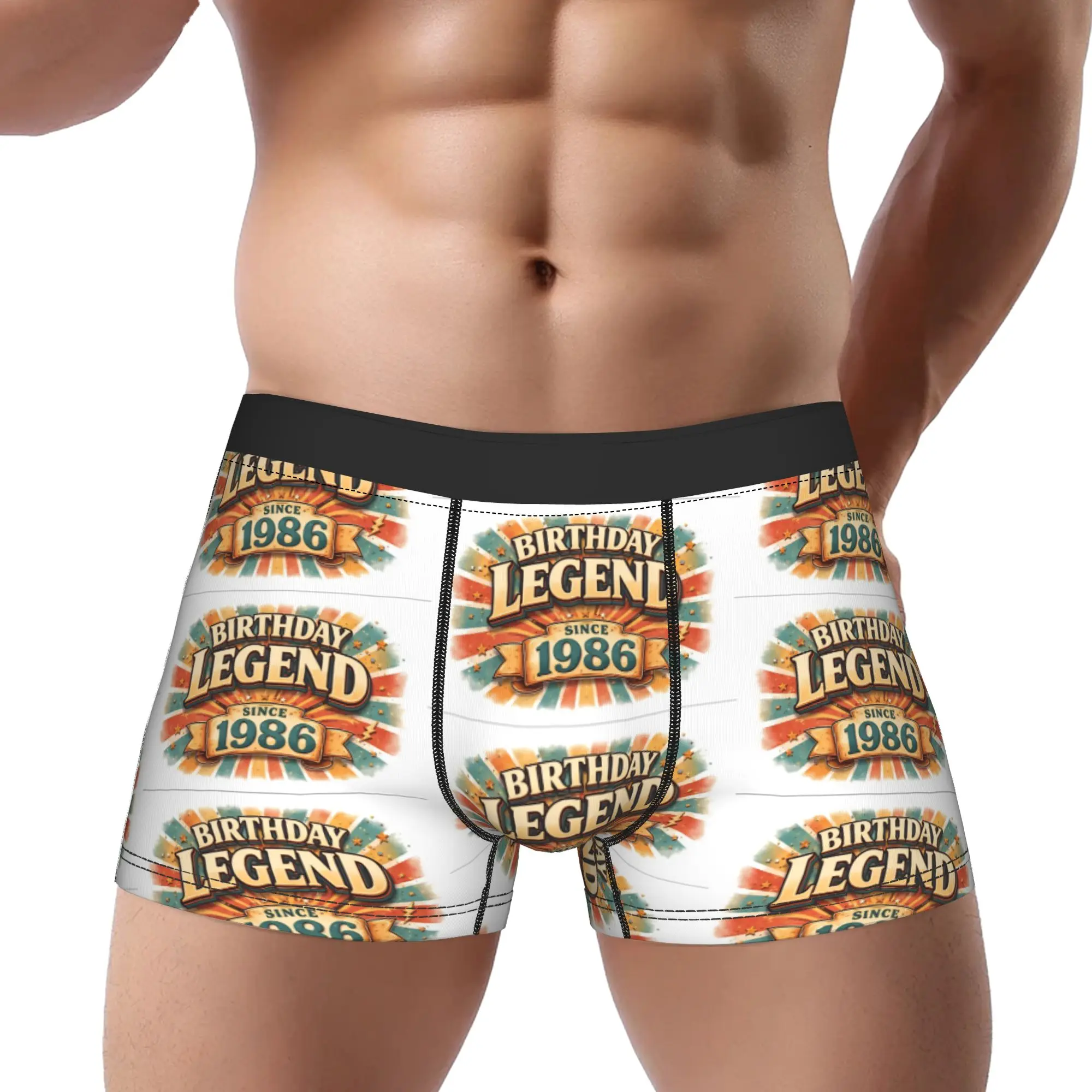 

Трусы-боксеры с принтом Birthday Legend Since 1986 в ретро-винтажном стиле, дышащие, мужские, с принтом, шорты-боксеры