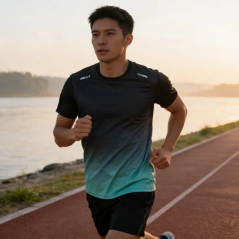 Men's Summer Fashion Printing Quick-drying Short-sleeved Youth Leisure Sports Fitness Breathable Top Middle-aged Loose T