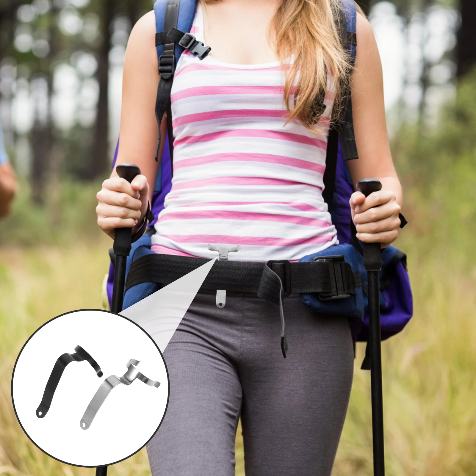 

2 Pcs Water Bottle Hook Hooks Hanging Buckle Camping Clip Stainless Steel Travel Ring Holder for Outdoor