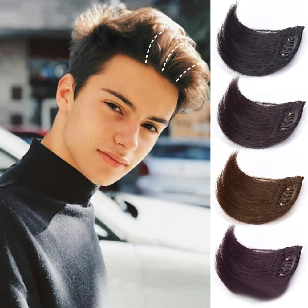 Synthetisches Kurzhaar-Ersatzsystem für Herren, 1, Clip-on-Haarteil, Glatze, Stirnabdeckung, natürlicher Look, dicker Topper-Abdeckung, Grau