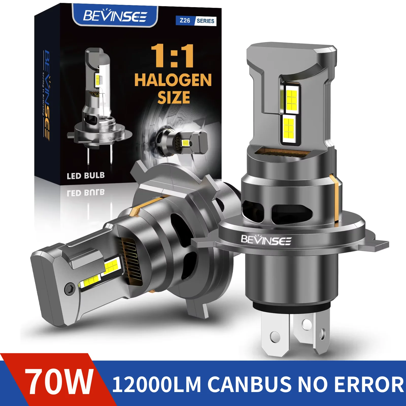 BEVINSEE 12000LM Lampadine H4 LED Auto H7 H11 H1 H3 Żarówka LED do reflektorów 70W CANBUS HB3 9005 HB4 9006 H27 880 881 Światła przeciwmgielne 12V