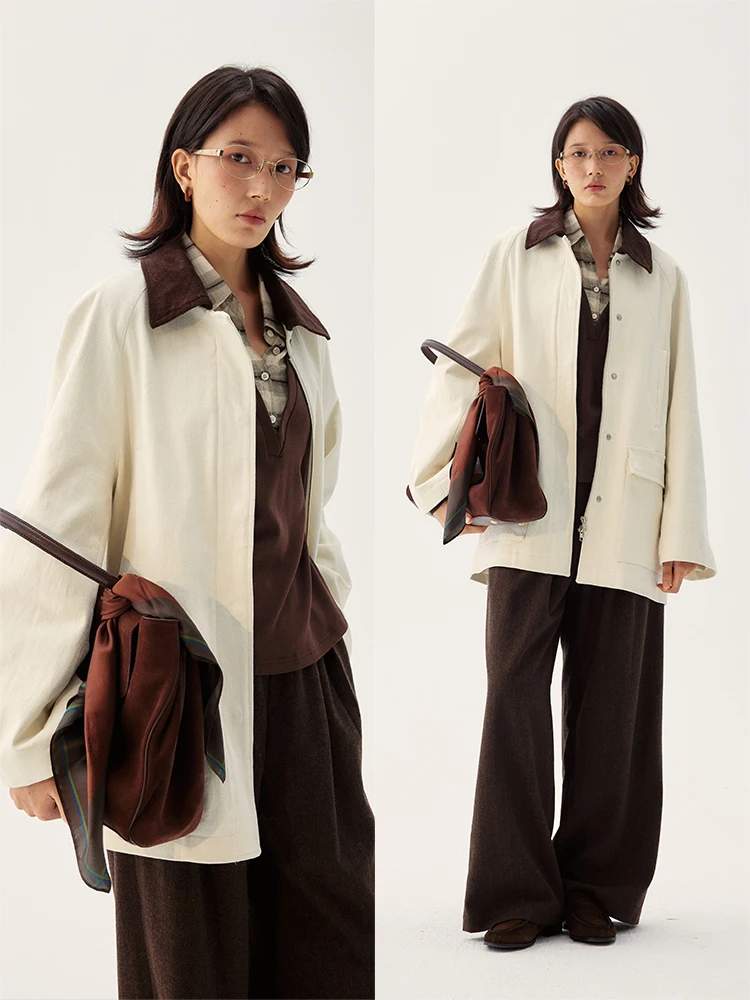 

Куртка-тоут UMILAB Detroit в американском ретро-стиле с вельветовым воротником, хлопковая верхняя одежда C978, свободный крой, для повседневной носки, на молнии