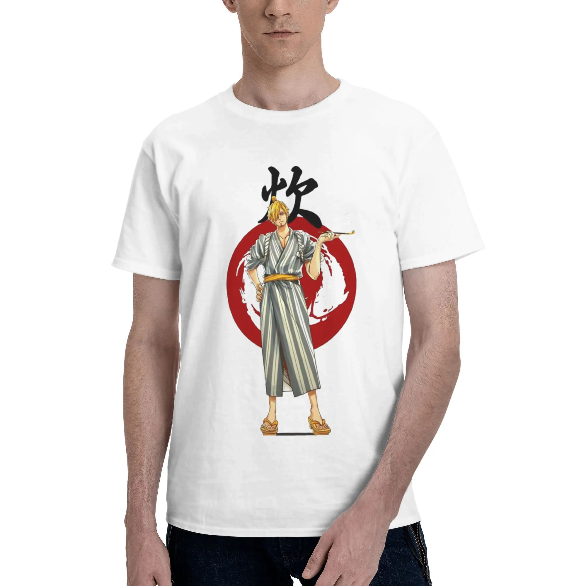 Sanji Wano  Men T Shirts One Piece Hipster Tees Short Sleeve Crewneck 100% Cotton Unique Clothes T-Shirt