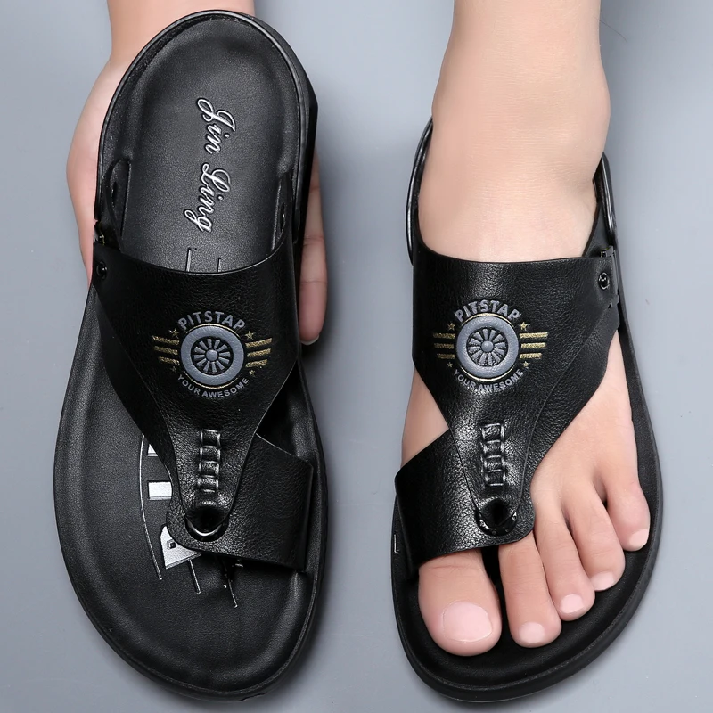 Chanclas informales antideslizantes para hombre, sandalias de doble uso para exteriores, zapatillas de madera contrachapada ultrafinas, sandalias de verano, 2024