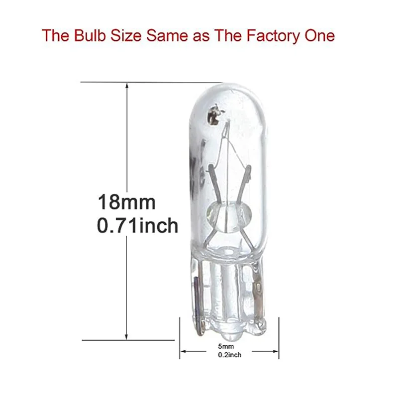 10pcs T5 12v 1.2w W2W Car Halogen Lamp Instrument Lights Dashboard Bulb Auto Interior Light Car Styling