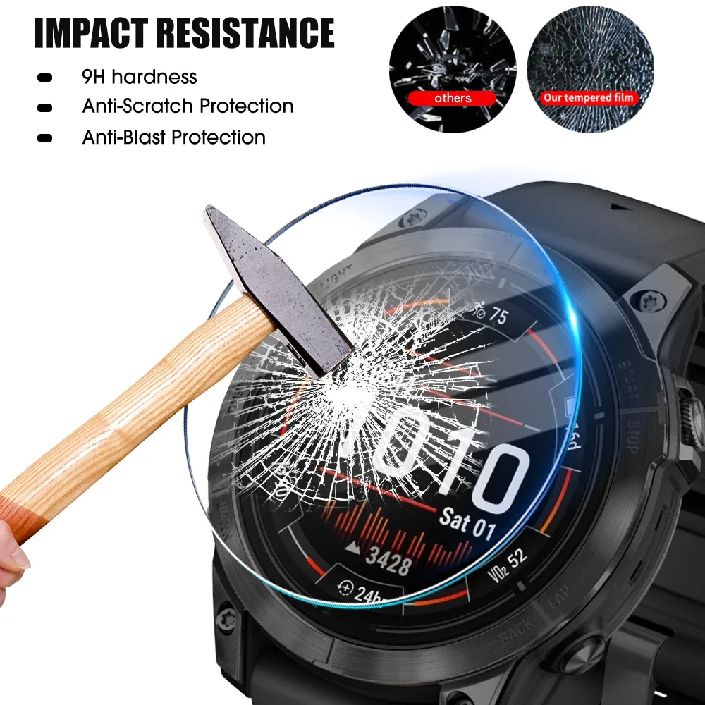 For Garmin Fenix 8 7 6 5 X S Pro Sapphire Screen Protector Tempered Glass Protective Film For Fenix 8 47/43/51mm 7S 7X 7 S Pro