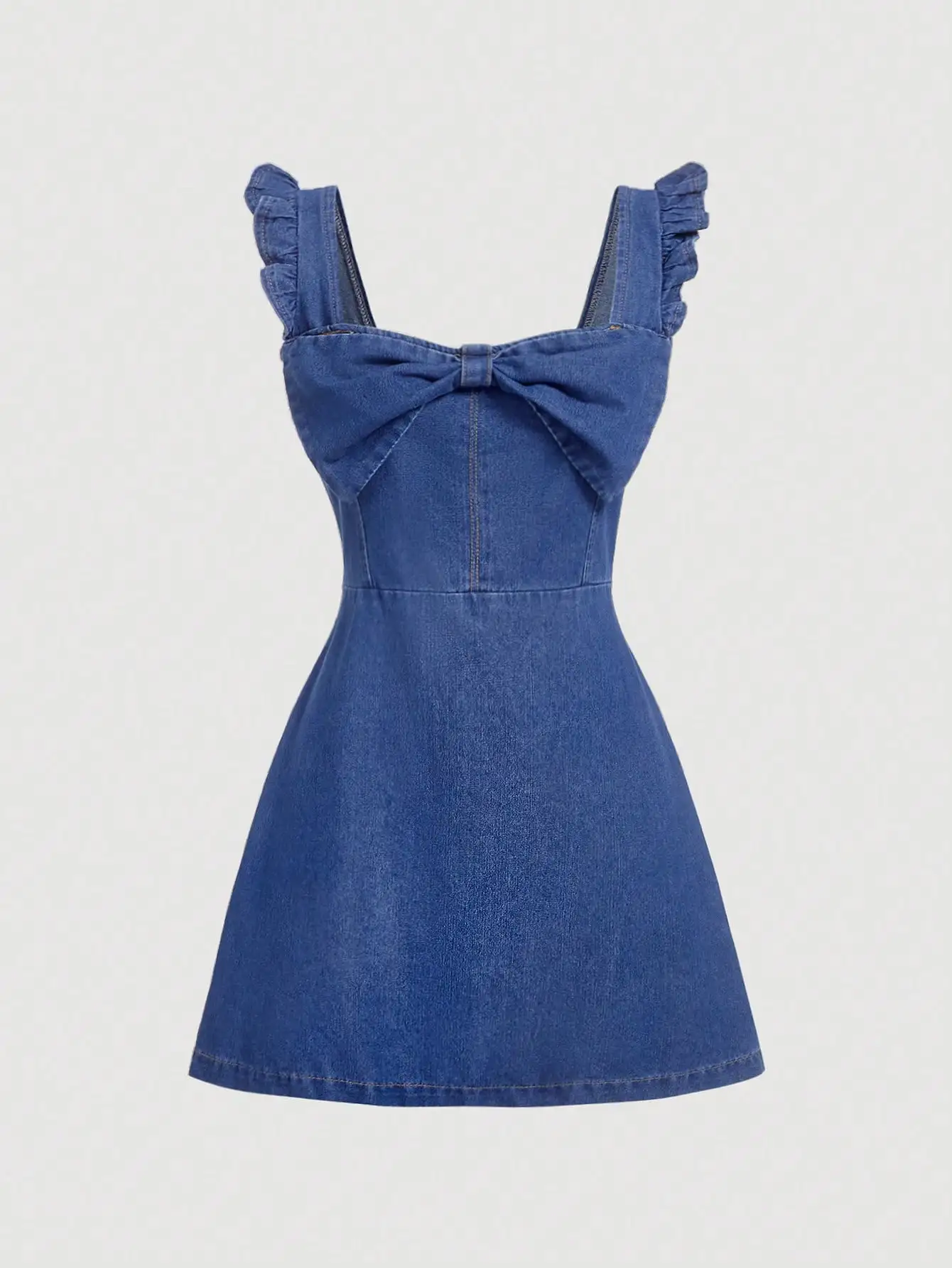 

Summer design style chic and youthful tie-back denim dress for women with a waist-cut, sweet and spicy style.