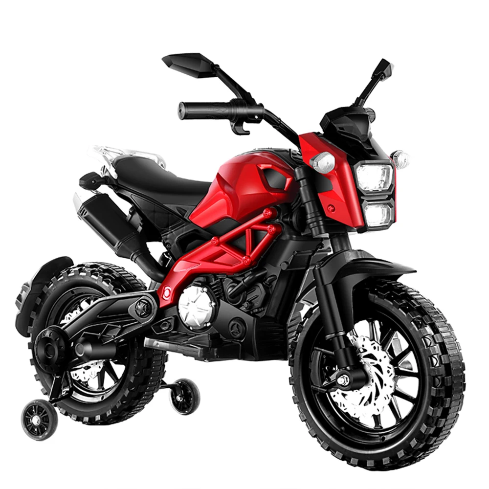 Moto électrique avec roues d'entraînement pour enfants, vélo électrique D343, moto pour garçons et filles, cadeau pour 3 à 6 ans, 12V