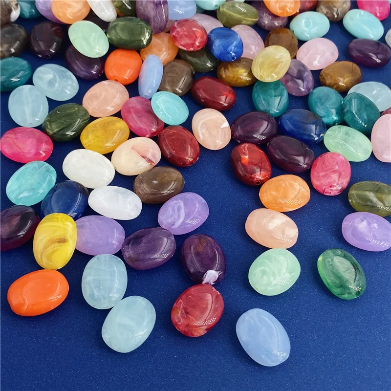 Trendy 200pcs 15*19mm Colorful DIY Jewelry Accessories Material Acryilc Plastic Geoemtry Oval Beads Bracelet Necklace Earrings