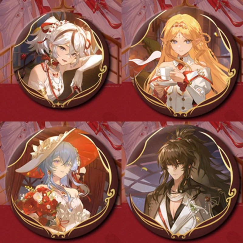 58mm Wuthering Waves Game Brooch Chun Cartethyia The Shorekeeper Qiu Yuan Anime Character Badge Backpack Decor Collectible Gift