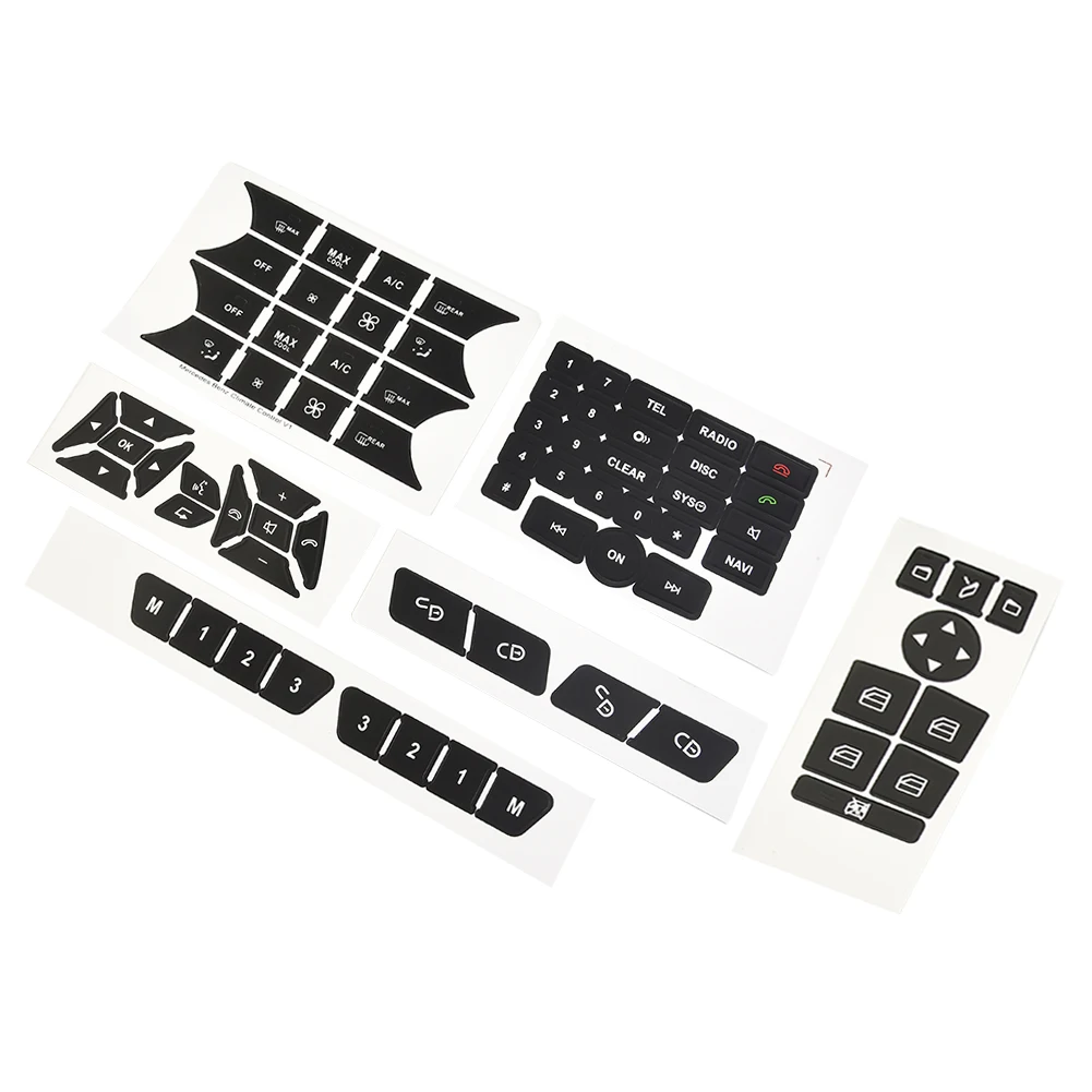 for mercedes 2007-2014 Steering Wheel & Door Button Repair Stickers - AC Radio Window Control PVC Decals - Direct Replacement