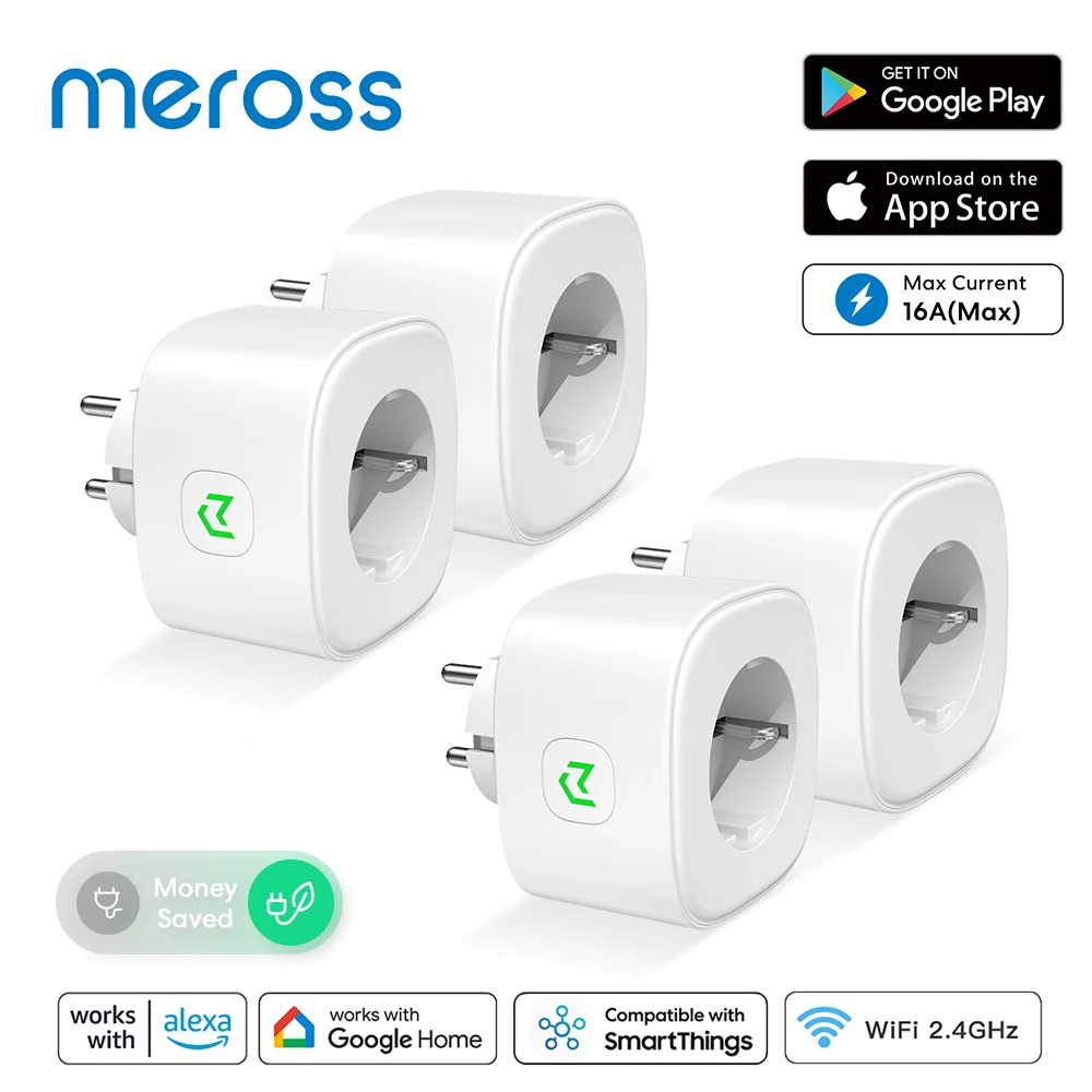 

Meross Smart Plug 16A EU Wifi Smart Socket Outlet Power Monitoring Timing Function Works With Alexa Google Assistant SmartThings