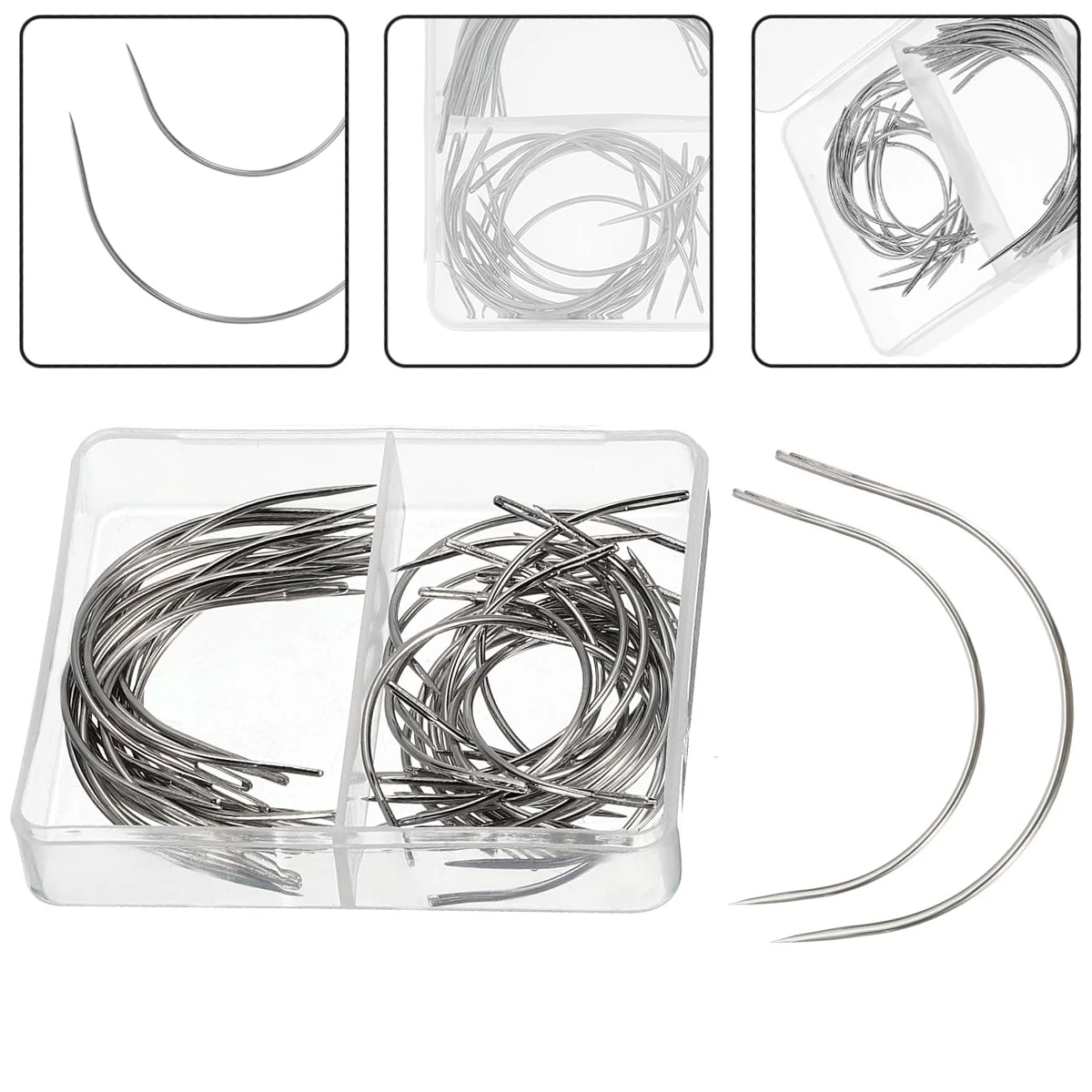

5Box Curved Hair Weave Needles Practical C Type Big Eyes Repair Mattress Hand Sewing Needles For Hand Quilting Weaving Needle