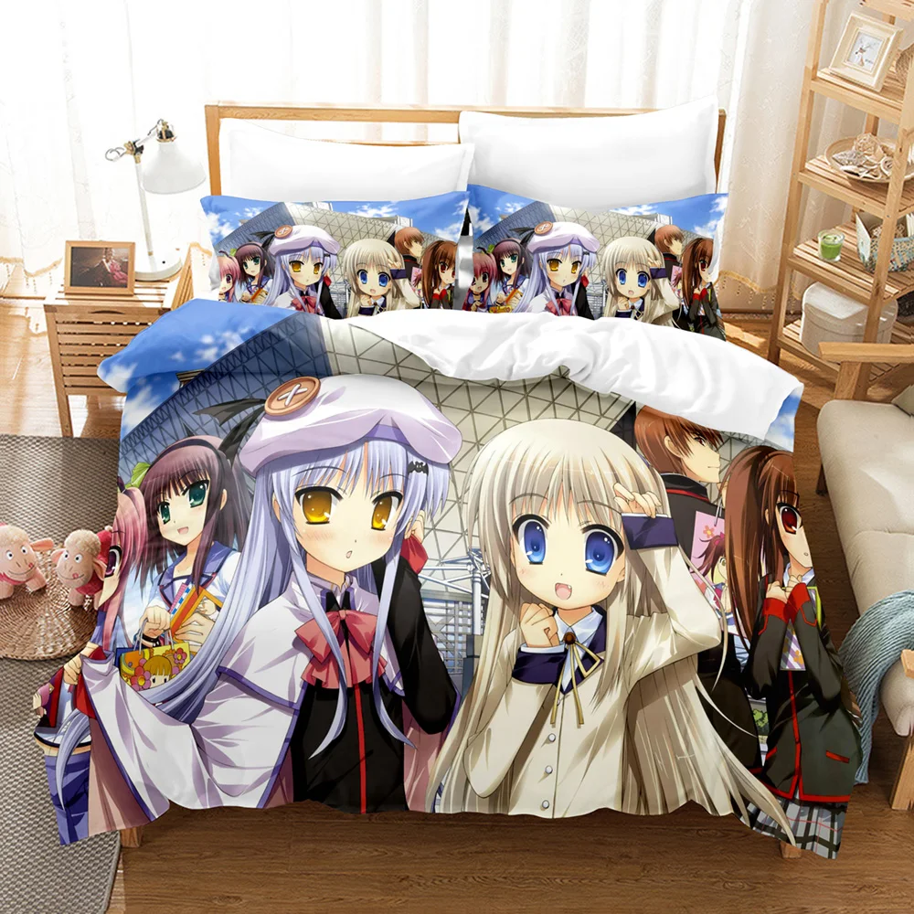 Little Busters! Bedding Set Duvet Cover Pillowcases Twin Full Queen King Boy Girl Kids Bed Linen 3D Anime Duvet Cover Sets