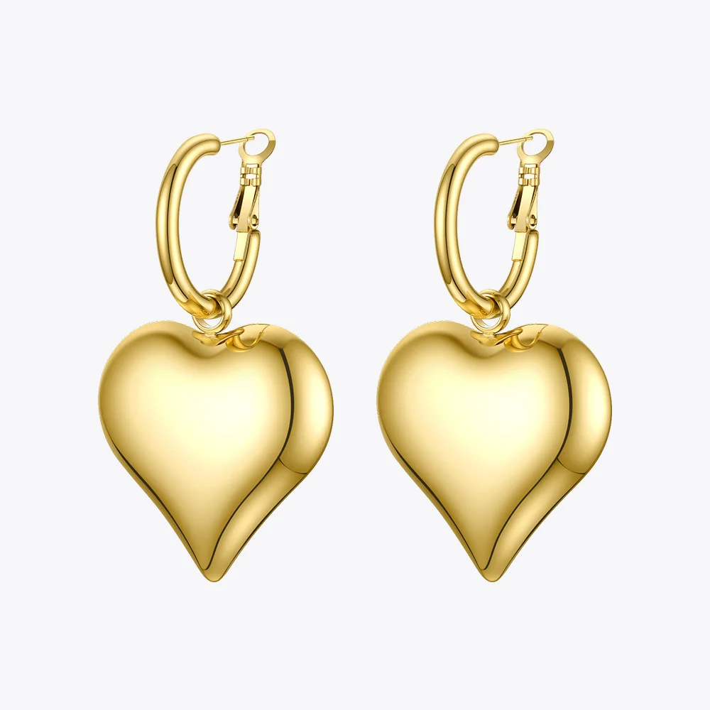 ENFASHION Statement Big Heart Drop Earrings For Women Stainless Steel Gold Color Dangle Earings Fashion Jewelry Party 2020 E1152