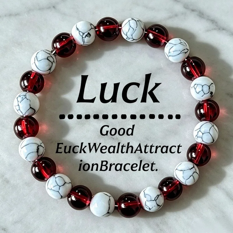 White Turquoise Imitation Red Agate Bracelet Beaded Stretch Jewelry, Retro Bohemian Fashion Gift for Women Men