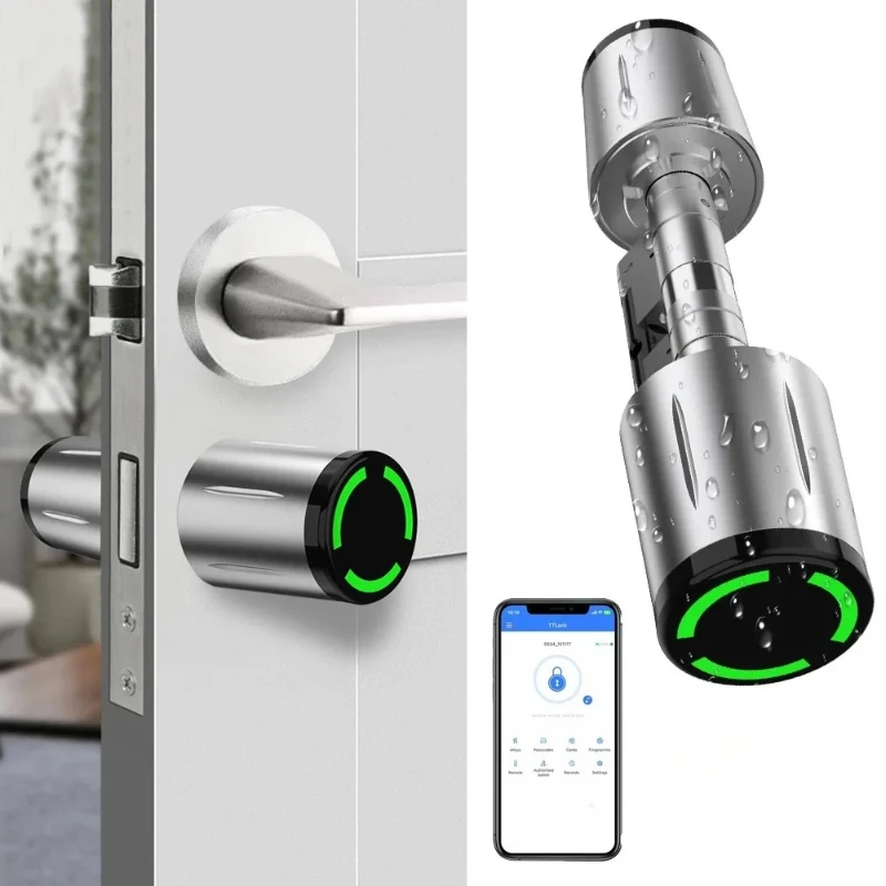 IC Card Smart Cylinder Lock IP66 Waterproof TTLock APP Euro Electronic Smart Door Lock Keyless Replace Easy Install