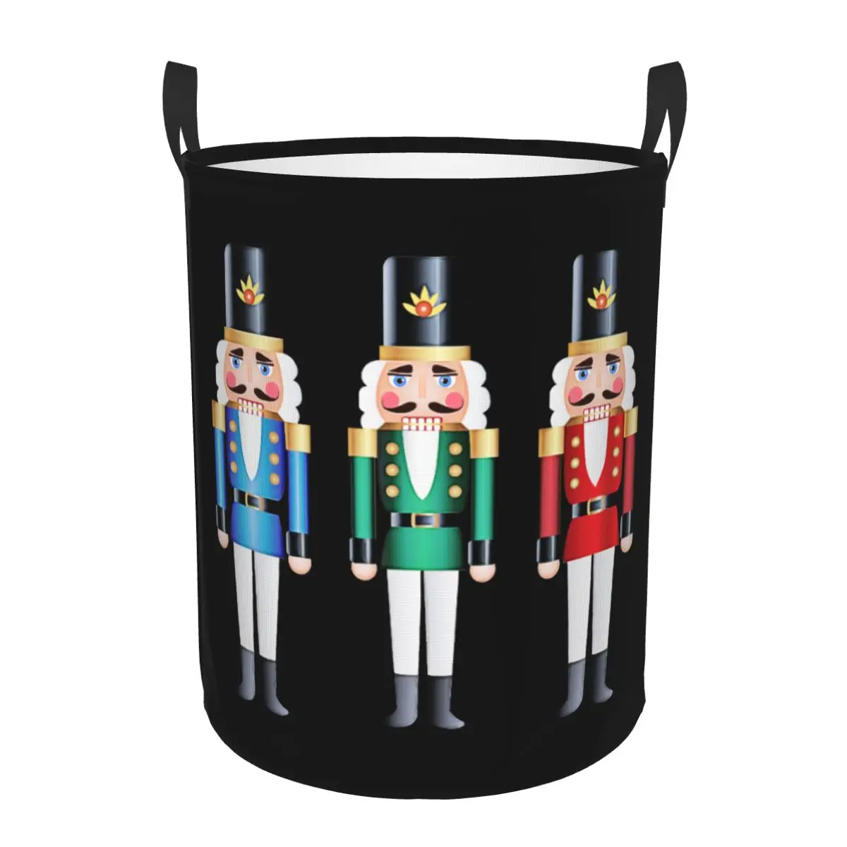 Custom Nutcracker Doll Laundry Basket Cartoon Christmas Nutcrackers Soldier Toy Clothes Hamper Storage Bin for Kids Nursery