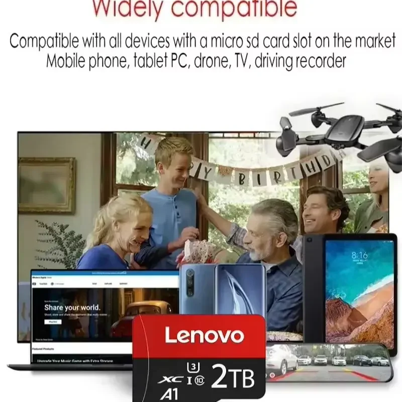 Lenovo 512GB SD Memory Card Micro TF SD Card Flash Card 128GB TF Card For Camera Surveillance Device For Phone Computer Camera