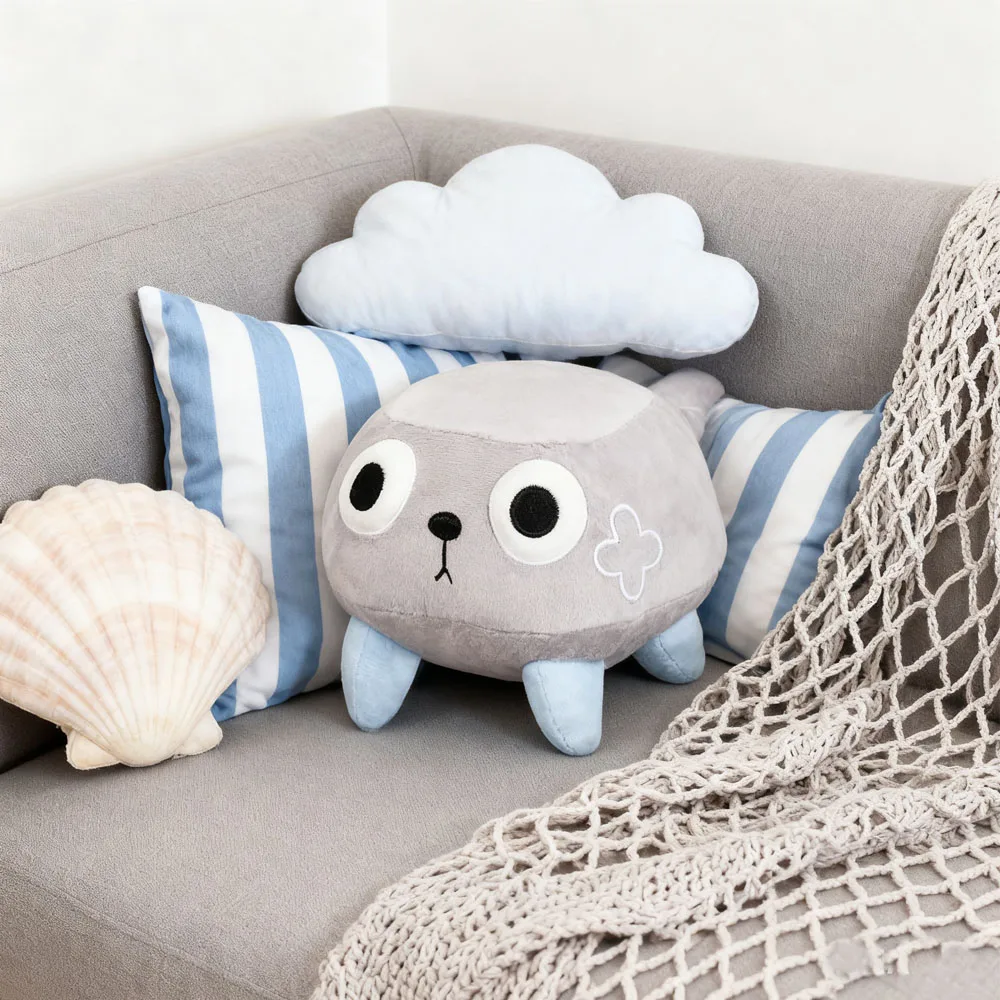 لعبة قطيفة للحيوانات الأليفة الكرتونية الرائعة باللون الرمادي مقاس 10 بوصة، وسادة حيوانات محشوة ناعمة للأطفال الصغار، هدية لطيفة لمرة النوم