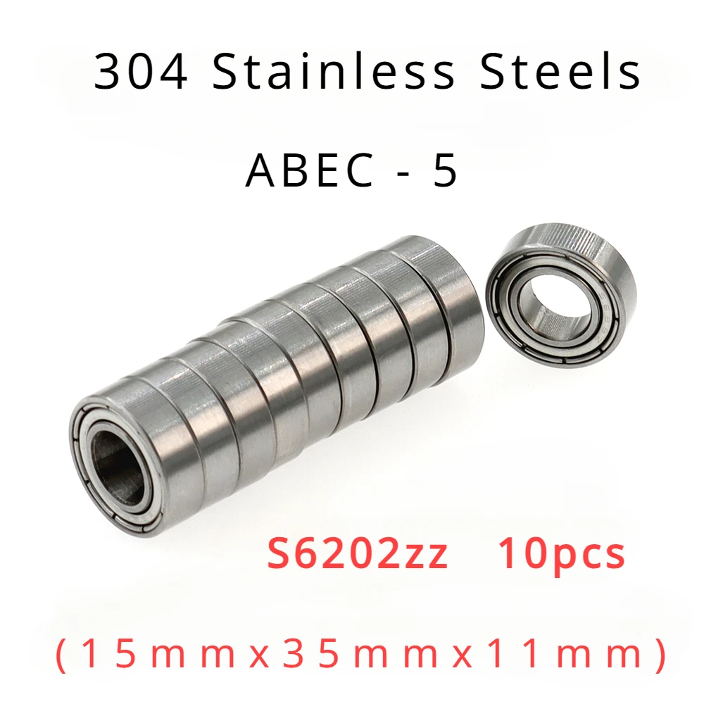 

Veekaft High Performance 304 Stainless Steel ABEC-5 Miniature Deep Groove Ball Bearings - S6202zz Size:15mmx35mmx11mm of 10pcs