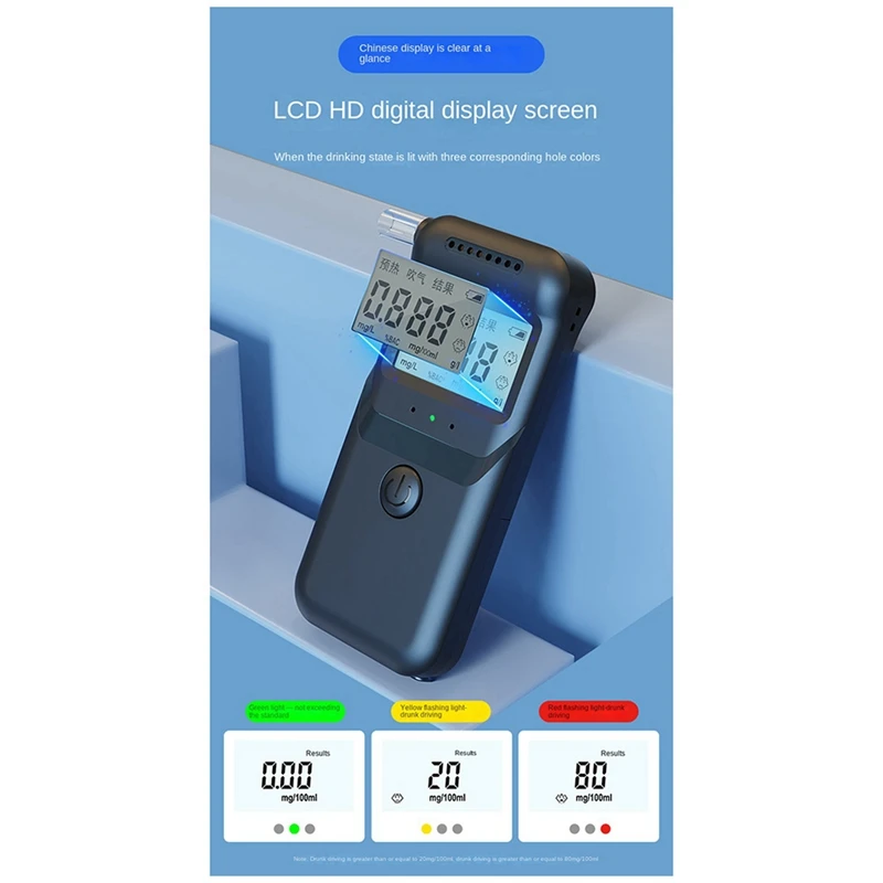 Digital Alcohol Tester Professional Alcohol Detector Breathalyzer Police Alcotester LCD Display Drunk Driving Test