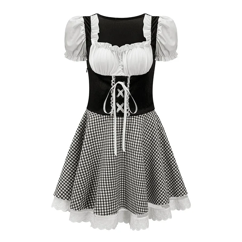 2026 New Carnival Cosplay Costume Funny Oktoberfest Short Sleeved Dress Retro Theme Party Role Playing Outfits for Adult Women - view 3