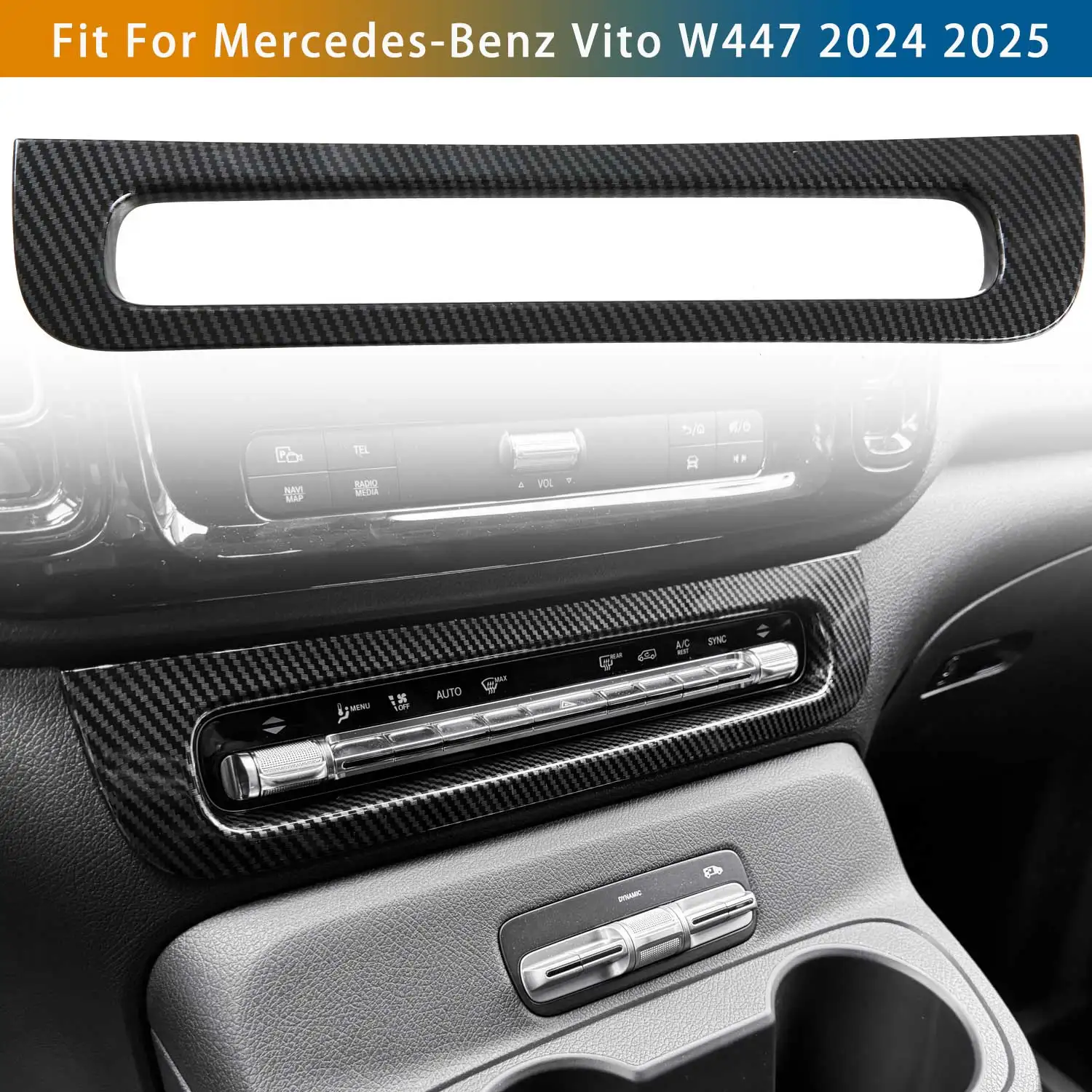 

Car Accessories For Mercedes-Benz Vito W447 2024 2025 ABS Carbon Fiber Printed Interior Air Conditioning Switch Cover Trim 1pcs