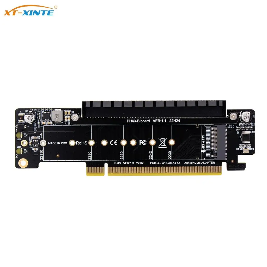 

PCIE4.0 X16 to X8+X4+X4 Splitter Adapter Card for M.2 NVME 2230-22110 SSD / SFF-8639 Card PCI-Express 4.0 Expansion Riser Card