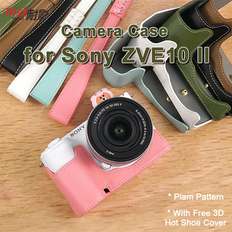 Camera Half Case for Sony ZVE10 II ZV-E10 Mark II ZVE10M2 Cover Protective Case Base Baseplate Lens Pouch Shoulder Strap Bag