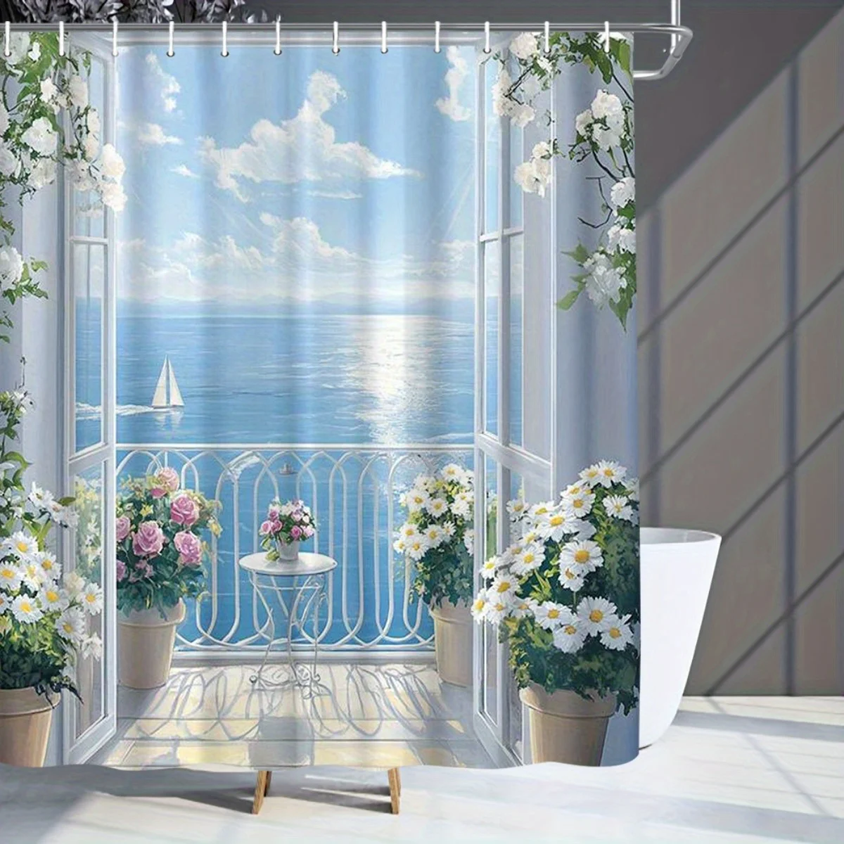 

Занавеска для душа с видом на береговое море, полиэстер, можно стирать в машине с 12 крючками для декора ванной комнаты