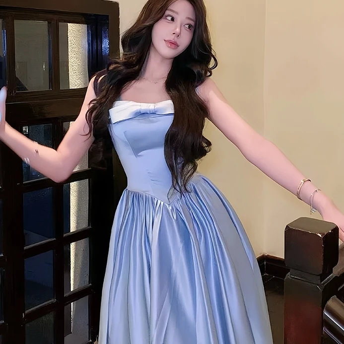 Blue Satin Waist-Ci…