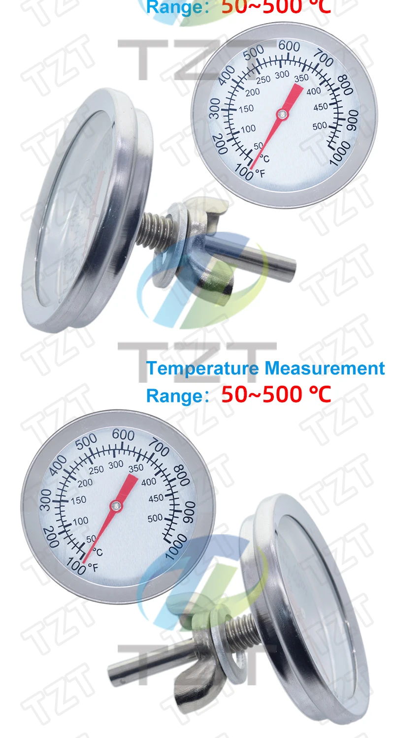 52mm 0-120 Grad Celsius Pizzaofen Thermometer Edelstahl Outdoor Indoor Grill Grill Herd Thermograph Lebensmittel Kochen – Detail 4