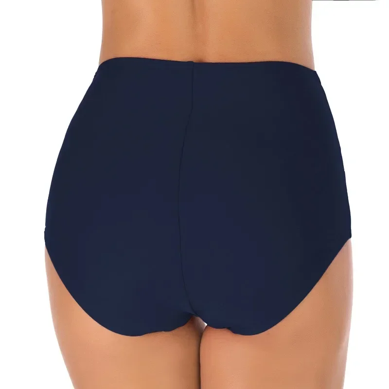 Pantalones cortos de baño con pliegues para mujer, ropa de baño informal, Sexy, de cintura alta, colores sólidos, combina con todo