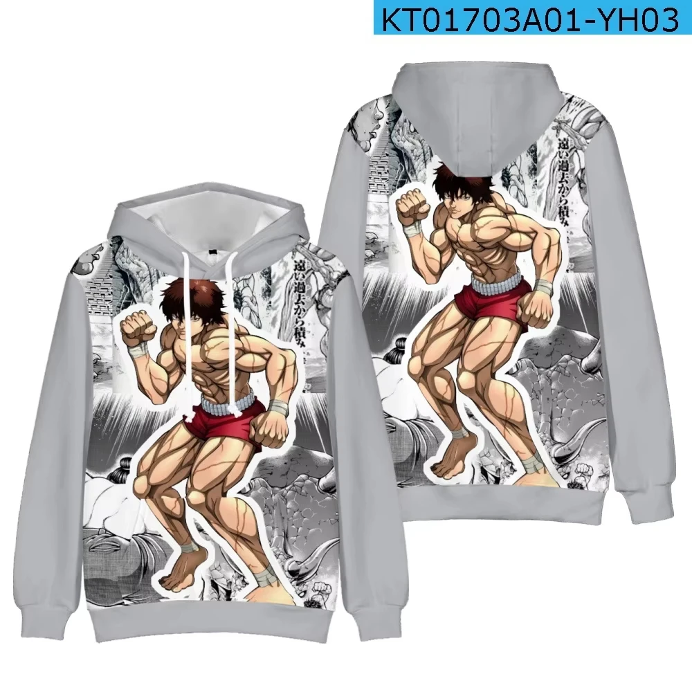 Popular Anime Baki 3D Print Men's Hoodie Casual Harajuku Long Sleeves Oversized Outdoor Pullover Sweatshirt Unisex Clothing