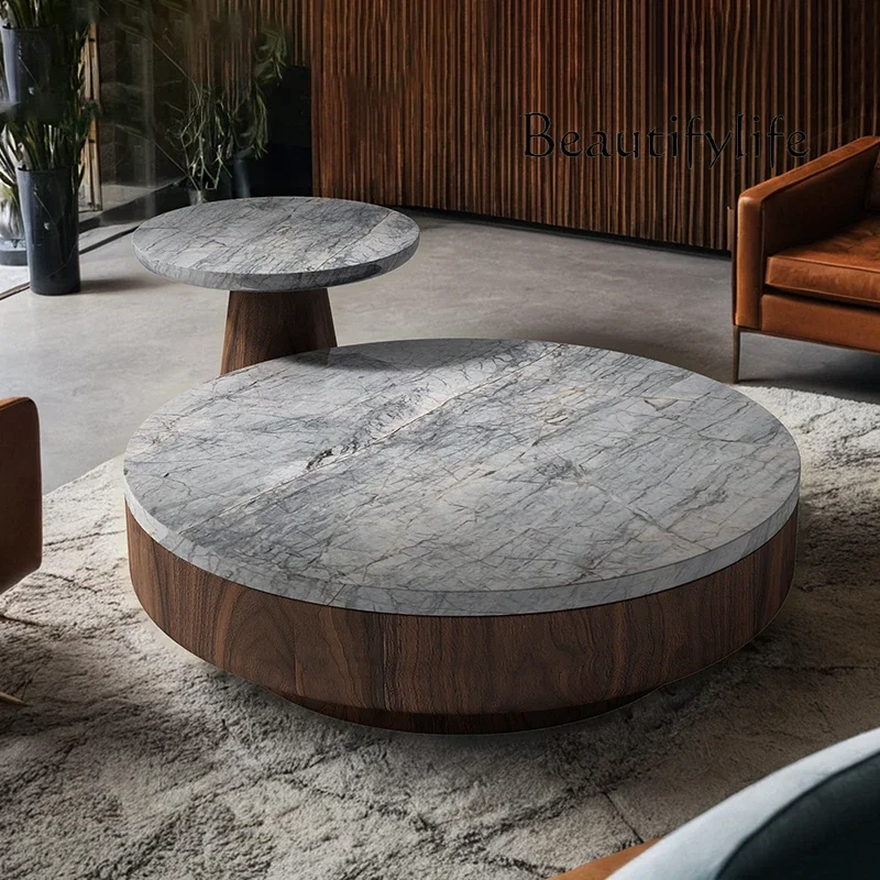 

Комбинированный круглый кофейный столик X Marble в ретро-стиле для гостиной, современный, простой, цвета античного ореха