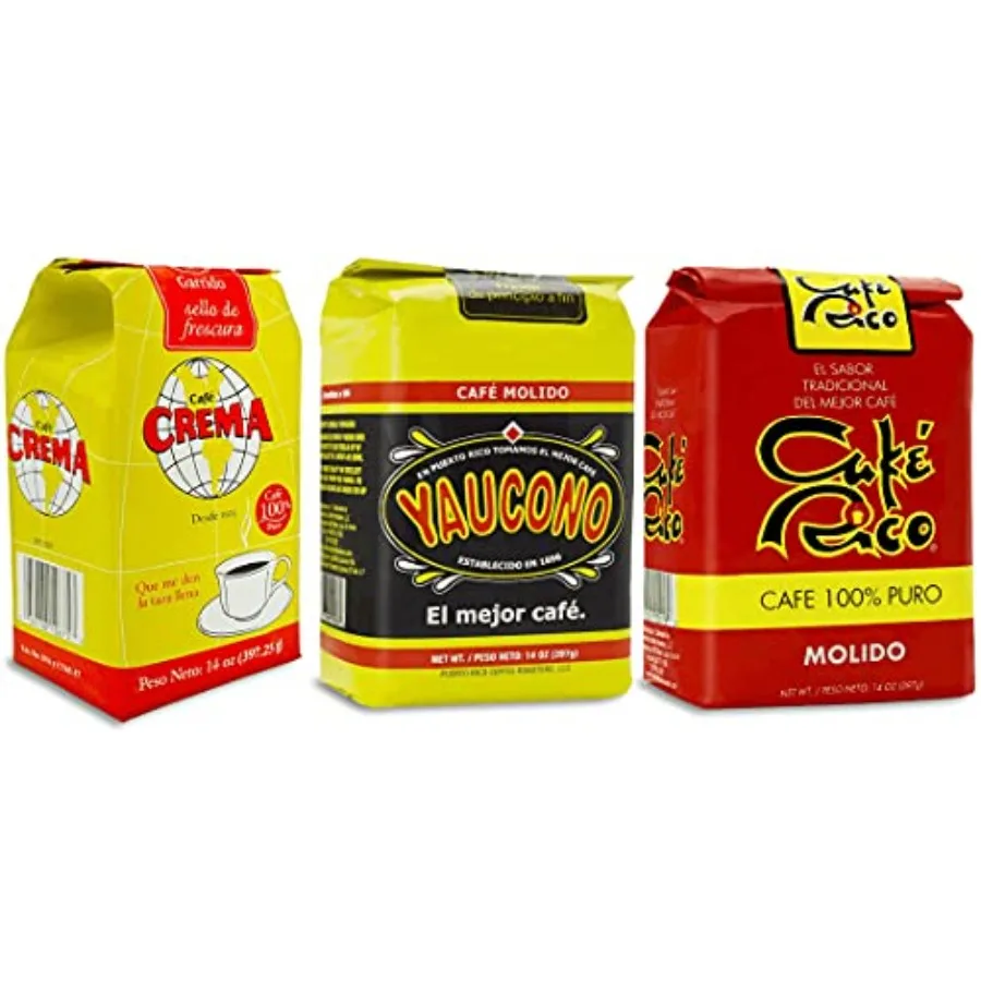 

Кофе молотый Yaucono Cafe Crema и Cafe Rico из Пуэрто-Рико, 14 унций, упаковка из 3 штук