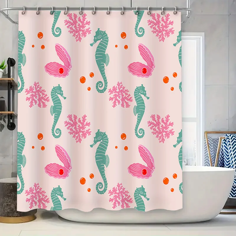 

Коралловый морской конек, занавеска для душа, розовый декор для ванной комнаты, 3D печатная ткань, водоотталкивающая полиэстеровая водонепроницаемая занавеска для душа, набор